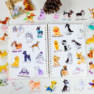 56 pieces of cute waterproof dog stickers for decorating notebooks and water bottles