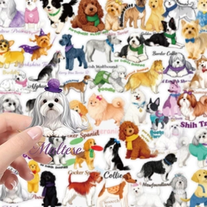 56-pack cute Maltese dog PET stickers, waterproof decor for water bottles and laptops