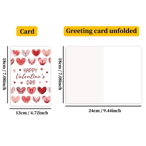 Dimensiones detalladas de la tarjeta de felicitación corazón de San Valentín plegada