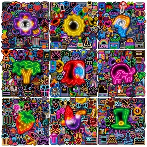 Neon Graffiti Aufkleber Wasserdichte Vinyl Decals Für Laptop Gepäck Auto Skateboard Gitarre Scrapbooking DIY Ästhetische Dekorative Aufkleber Sortiment