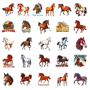 Wild horse stickers set with artistic horse patterns and motivational ride slogans