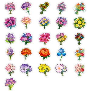 Pack of 26 colorful floral stickers with sunflower and rose designs for DIY crafts