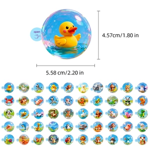 Detailweergave van 50 holografische dierenstickers met bubbeltextuur en afmetingen