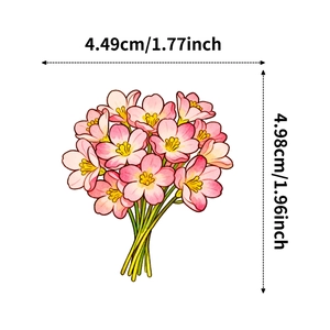Floral sticker size dimensions showing 4.49cm width and 4.98cm height for craft use