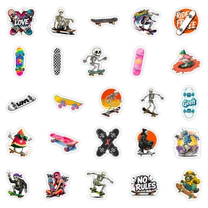 56 autocollants de graffiti crâne cool en grille 5x5 pour décor de skateboard
