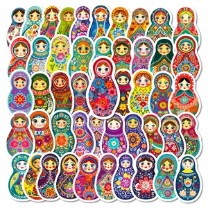 Russian Nesting Doll Stickers Matryoshka Cartoon Decorative Ethnic Style Floral DIY Scrapbooking Journaling Material For Kids Women