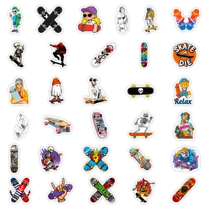 Lot de 56 autocollants de skate style urbain avec motifs de graffitis et tête de mort