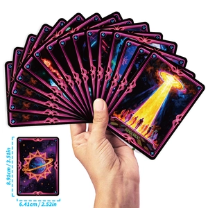 Cartas de tarot neón 6,41x8,91cm con ilustraciones cósmicas de ciencia ficción