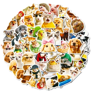 56 pack of cute anthropomorphic animal stickers with pets wearing sunglasses and outfits