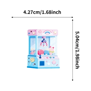 Detailed dimensions of a cute macaron claw machine sticker with rainbow and star motifs