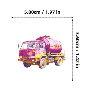 Dettaglio dimensioni dell'adesivo camion cisterna acquerello da 5,00 cm x 3,60 cm