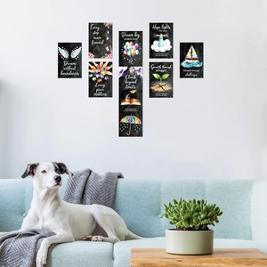 Lot de 9 cartes murales style ardoise avec des citations de motivation en anglais