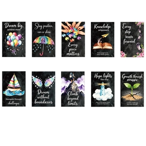 Lot de 10 cartes postales inspirantes style tableau noir avec illustrations aquarelles