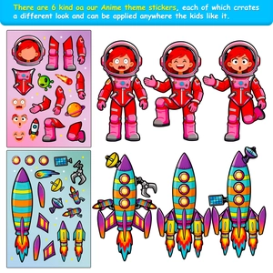 Set d'autocollants DIY astronaute et fusée spatiale avec configurations de puzzle