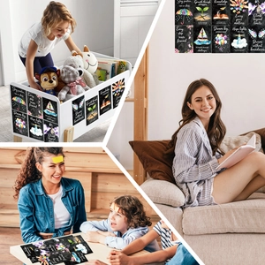 Collage macro montrant 10 cartes de motivation noires avec illustrations colorées à la main
