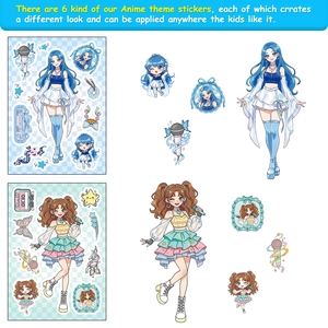 Vista dettagliata degli adesivi idol anime con temi musicali e accessori per il cambio look