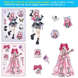 Set adesivi anime ragazza idol con elementi musicali per scrapbooking e decorazione