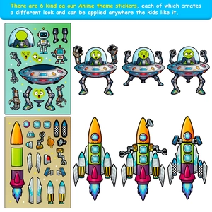 Lot de 6 autocollants DIY espace pour enfants avec motifs d'astronautes et de fusées
