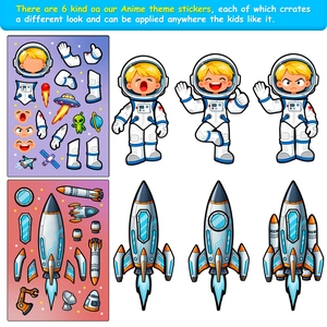 Lot de stickers puzzle espace avec astronautes et fusées pour loisirs créatifs enfants