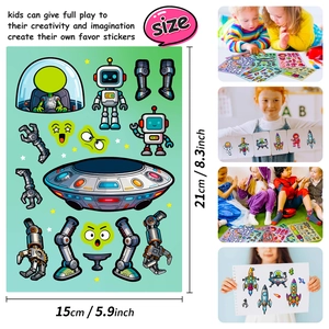 Autocollants Espace Astronaute Enfants DIY Robot et Alien Thème 15x21cm Pack de 6