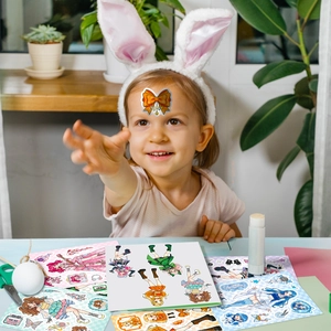Dettaglio di adesivi per ragazze cartoni animati da vestire e decorazioni scrapbooking