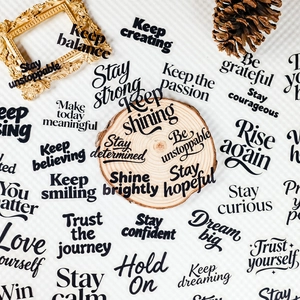 56 Stück Inspirierende Zitate Transparente PET Aufkleber Schwarze Englische Sätze Motivierende Aufkleber Für Scrapbooking Journal DIY Dekoration