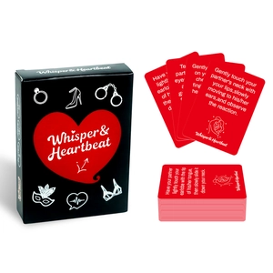 Whisper & Heartbeat couples card game set with 50 intimacy challenge cards in a gift box