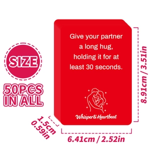 Detailed dimensions of 50 red relationship game cards for couples interactive fun