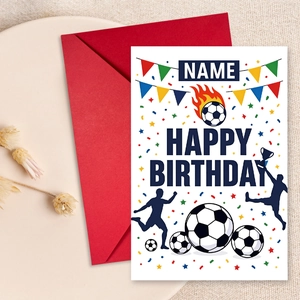 Sports Themed Football Birthday Card Set With Red Envelope Personalized Soccer Greeting Card For Husband Grandson Birthday