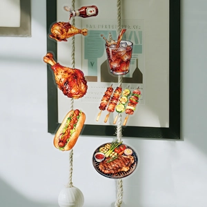 Détail de 6 autocollants de barbecue à l'aquarelle sur support PET transparent