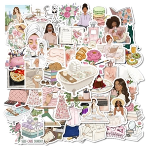 Calcomanías Estéticas de la Vida Diaria de Niña Pegatinas de PVC Impermeables para DIY Scrapbook Diario Planificador Moda