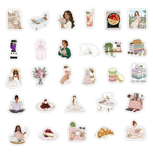 Set de pegatinas dibujadas a mano con elementos de estilo de vida para manualidades