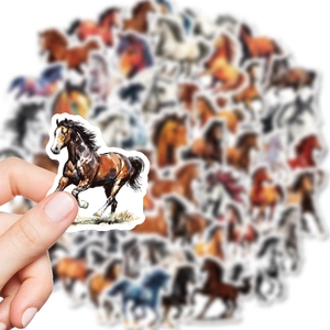 Lot de 56 stickers artistiques de chevaux au galop avec texture peinture à l'huile