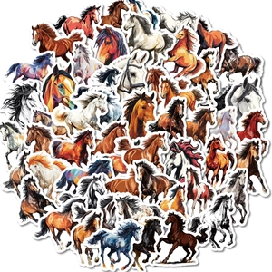 Lot de 56 autocollants de chevaux style peinture à l'huile pour scrapbooking créatif