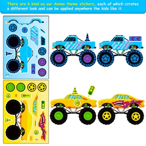 6-pack creative monster truck face-changing puzzle stickers for kids DIY fun