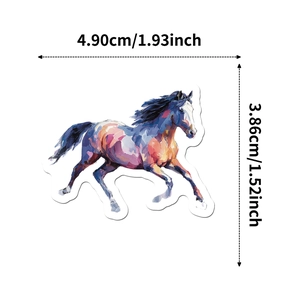Sticker artistique de cheval montrant les dimensions de 4,90 cm sur 3,86 cm