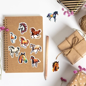 Autocollants de chevaux style peinture à l'huile sur carnet vintage avec décoration