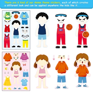 Autocollants puzzle habillage dessin animé pour enfants avec 6 tenues créatives