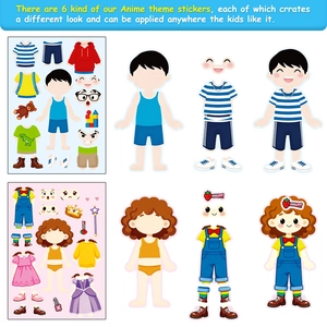 Autocollants puzzle habillage DIY pour enfants avec personnages et tenues variés