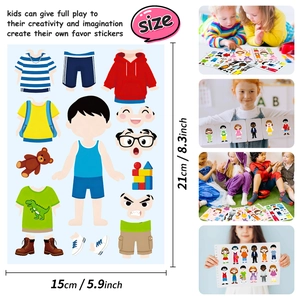 Set de stickers puzzles à habiller pour garçons avec divers vêtements créatifs et tenues