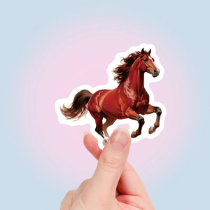 Gros plan d'un autocollant de cheval réaliste avec texture peinture à l'huile à la main