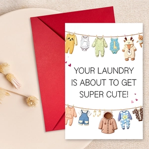 Ensemble de Cartes de Vœux Illustration de Vêtements de Bébé Avec Enveloppe Rouge Carte d'Annonce de Naissance Cadeau Fête de Bébé