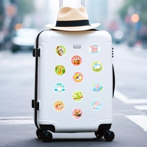 Autocollants de récompense animaux mignons avec phrases d'encouragement sur une valise