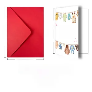 Coffret de cartes de voeux pour nouveau-né avec enveloppe rouge et motifs mignons