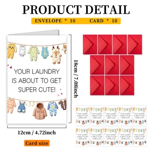 Dimensions pour lot de 10 cartes de naissance et enveloppes rouges avec illustrations