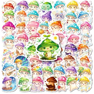 Aesthetic Mushroom Stickers Waterproof Cartoon Character Decals For Water Bottle Laptop Suitcase Scrapbooking DIY Decor