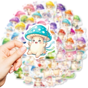Cute anthropomorphic mushroom stickers for water bottles and luggage decoration