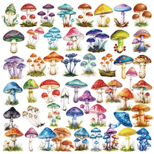 Realistic Mushroom PET Stickers Waterproof Transparent Decals For Water Bottle Luggage Scrapbooking Journaling Art Craft