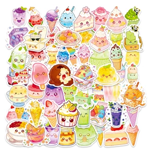 Kawaii Summer Dessert Waterproof Stickers For Water Bottle Skateboard Laptop Luggage Cartoon DIY Decorative Decals For Teens