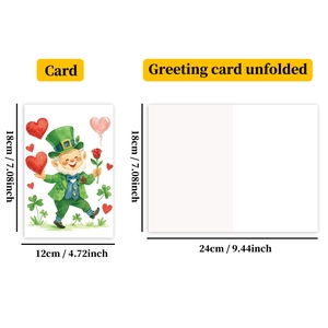 Maße der St. Patrick's Day Karte mit gefalteten 18x12cm und ungefalteten Ansichten